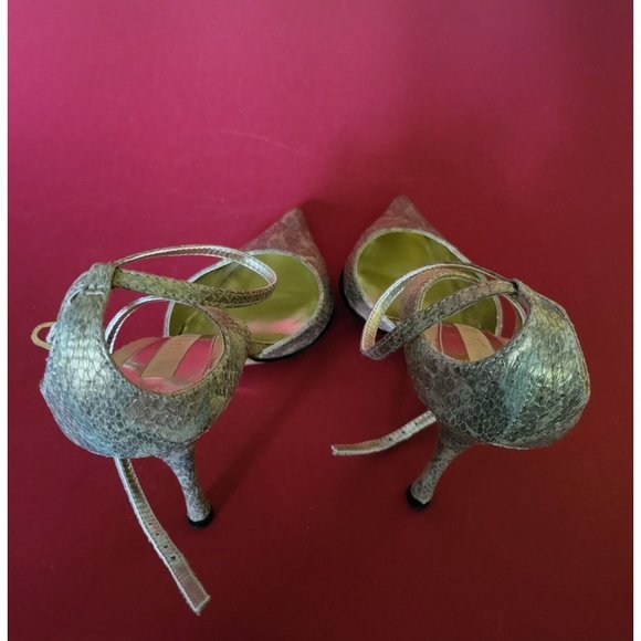 An Marino Shiny Star Metallic Python MLT Gold Size 8 High Heel Shoes - Picture 5 of 7